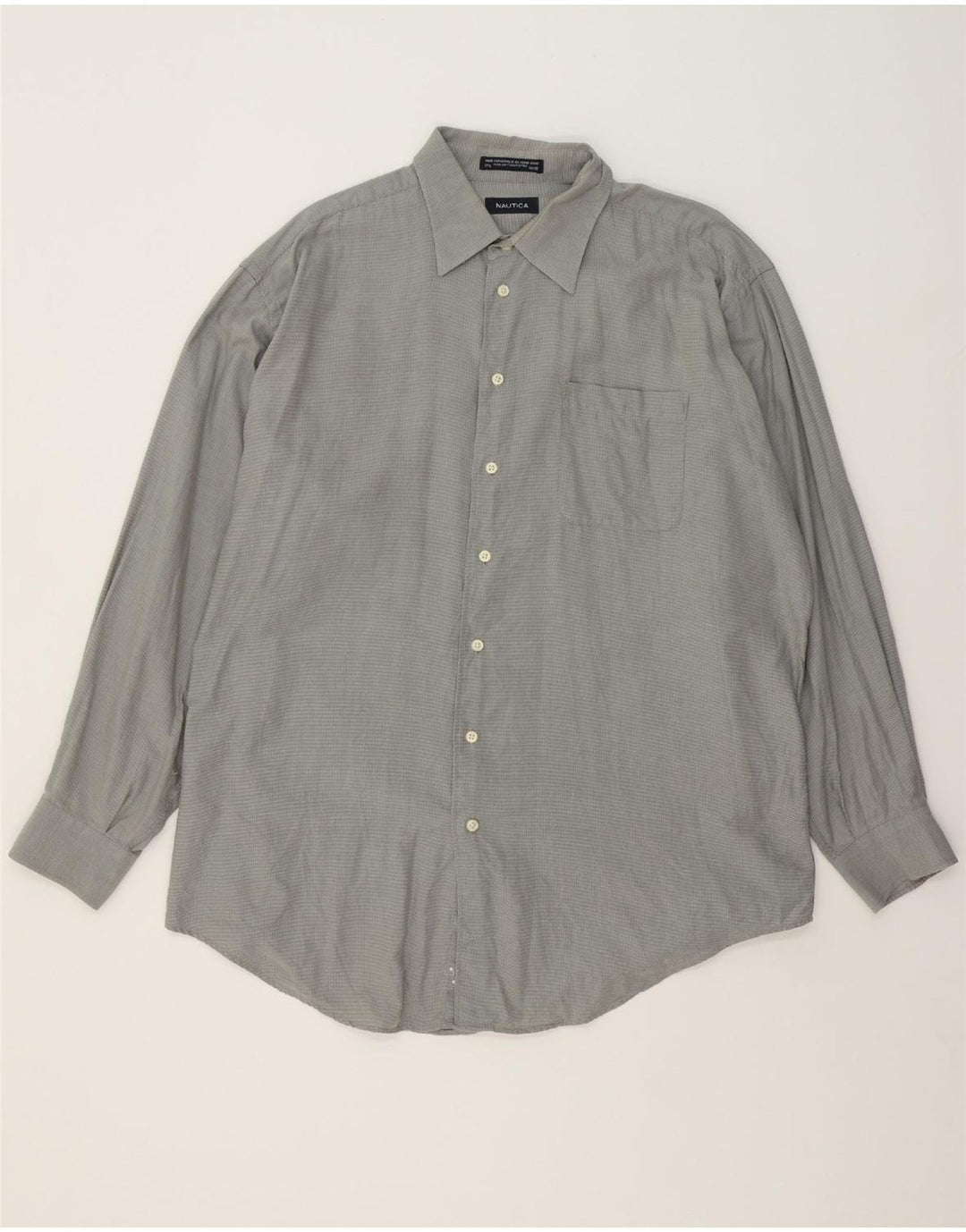 NAUTICA Mens Shirt Size 17 1/2 XL Grey Spotted Cotton Vintage Nautica and Second-Hand Nautica from Messina Hembry 