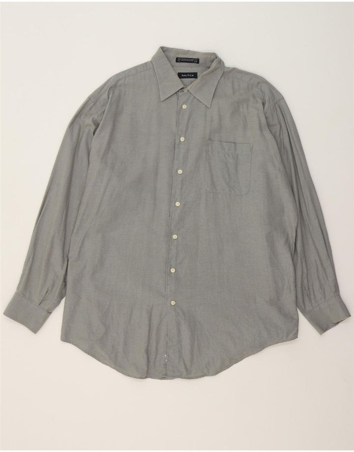 NAUTICA Mens Shirt Size 17 1/2 XL Grey Spotted Cotton Vintage Nautica and Second-Hand Nautica from Messina Hembry 