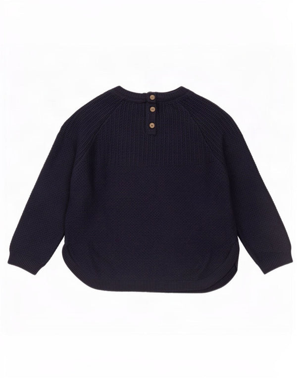Fat Face Womens 3/4 Sleeve Boat Neck Jumper Sweater UK 12 Medium Navy Blue