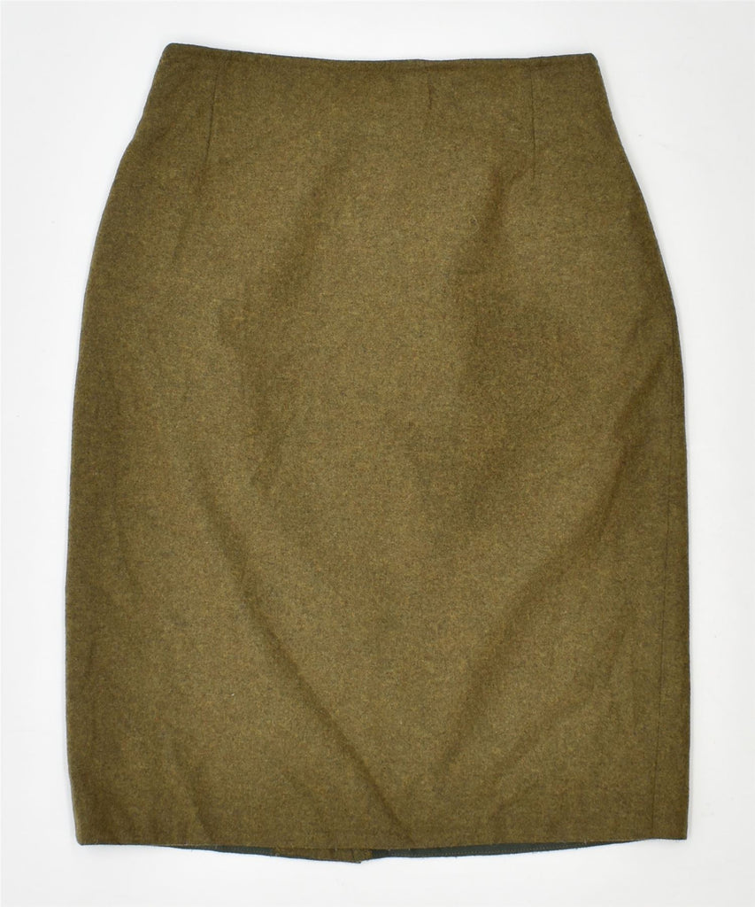 MAX & CO. Womens Pencil Skirt UK 12 Medium W27 Khaki Wool | Vintage Max & Co. | Thrift | Second-Hand Max & Co. | Used Clothing | Messina Hembry 