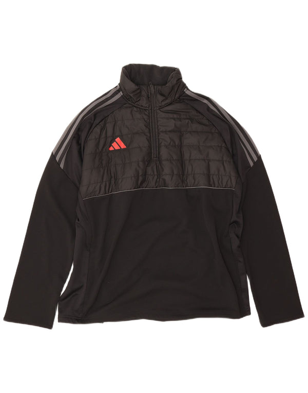 Adidas Mens Aeroready Zip Neck Tracksuit Top Jacket XL Black Polyester