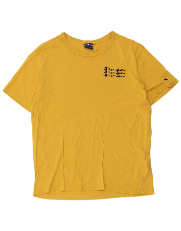 Champion Mens Graphic T-Shirt Top XL Yellow Cotton