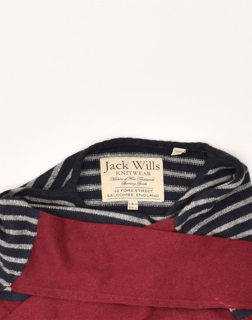 JACK WILLS Womens Oversized Boat Neck Jumper Sweater UK 10 Small Maroon | Vintage Jack Wills | Thrift | Second-Hand Jack Wills | Used Clothing | Messina Hembry 