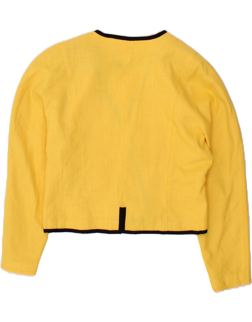VINTAGE Womens Crop Double Breasted Blazer Jacket EU 38 Medium Yellow Vintage Vintage and Second-Hand Vintage from Messina Hembry 