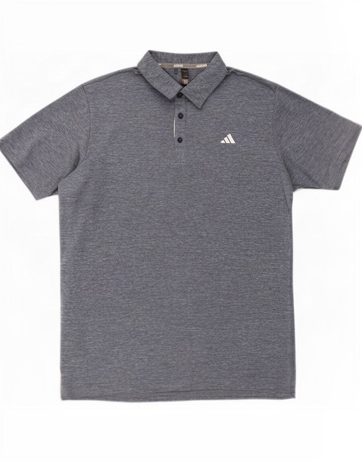 Adidas Mens Polo Shirt XL Blue Flecked Polyester