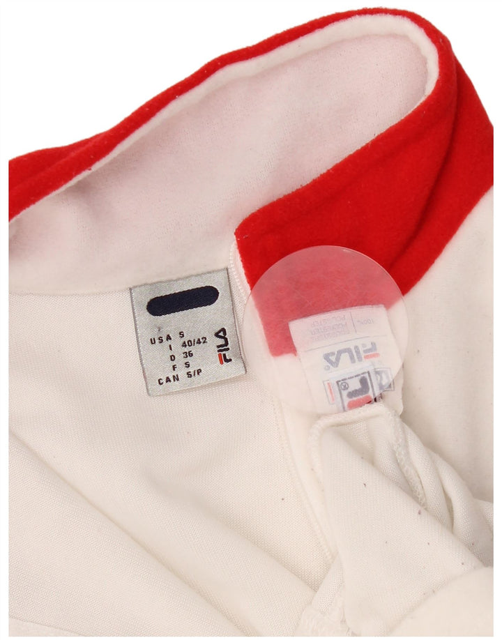 Fila Womens Zip Neck Top Long Sleeve UK 8 Small White Colourblock Polyester