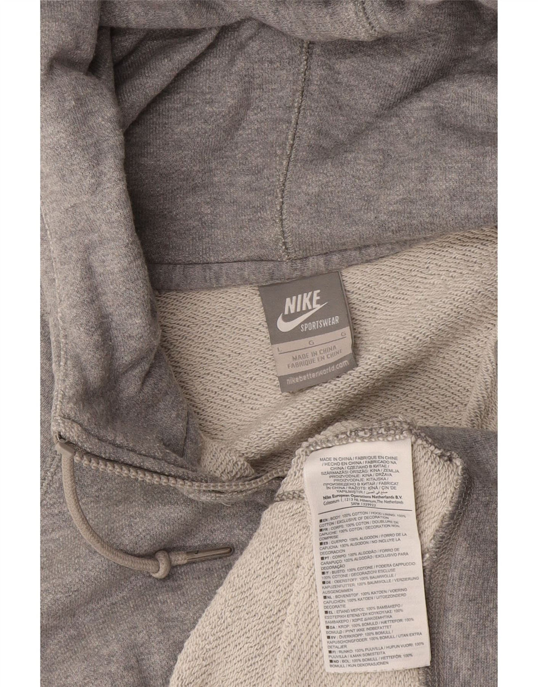 Nike Mens Zip Hoodie Sweater Large Grey Flecked Cotton