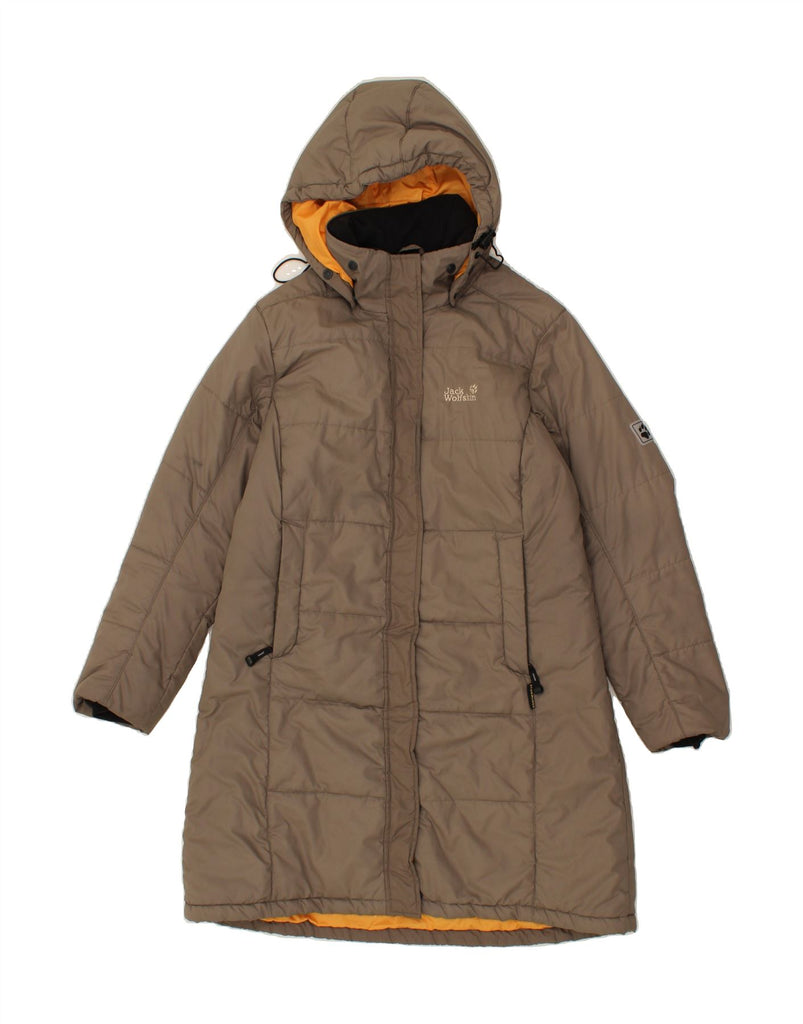 JACK WOLFSKIN Womens Hooded Padded Coat UK 14/16 Large Beige Polyester Vintage Jack Wolfskin and Second-Hand Jack Wolfskin from Messina Hembry 