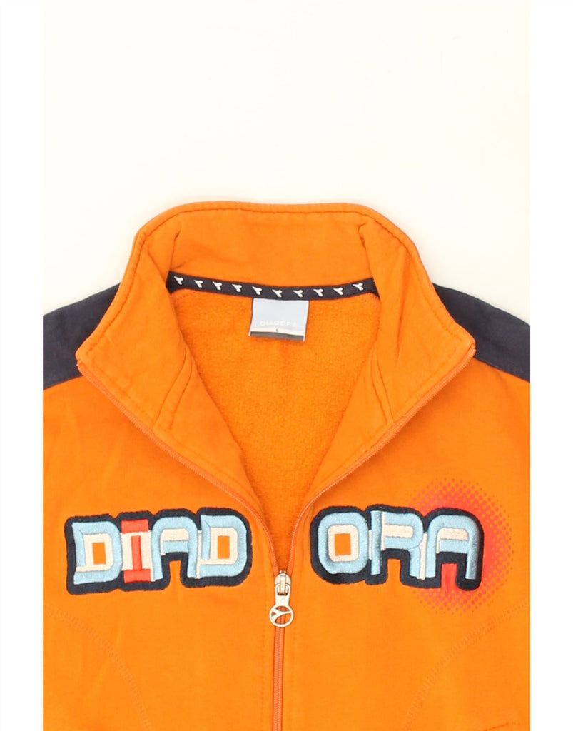 DIADORA Boys Graphic Tracksuit Top Jacket 9-10 Years Large  Orange Cotton | Vintage Diadora | Thrift | Second-Hand Diadora | Used Clothing | Messina Hembry 