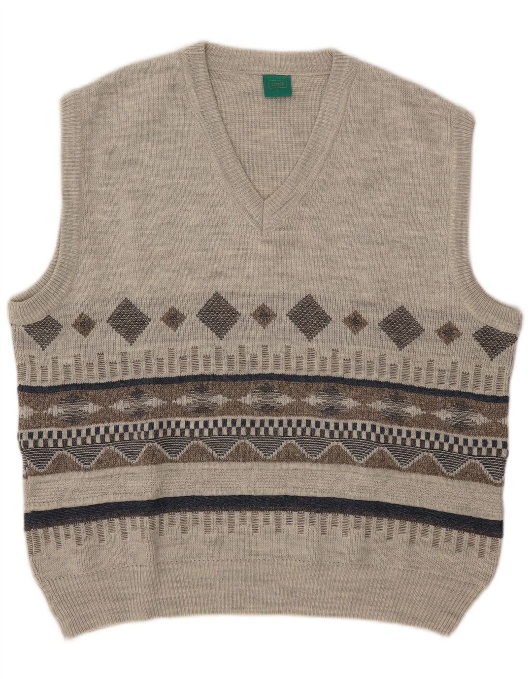 C&A Mens Canda Vest Tank Top Large Grey Geometric Acrylic