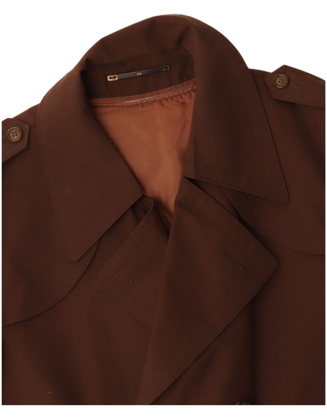 Vintage Mens Double Breasted Trench Coat UK 38 Medium Brown