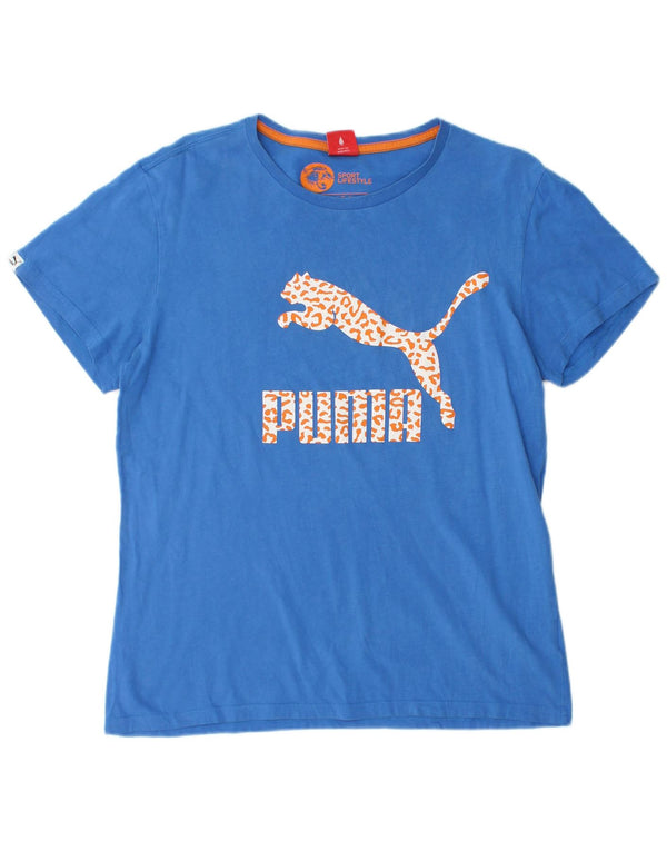 Puma Mens Graphic T-Shirt Top Large Blue Cotton