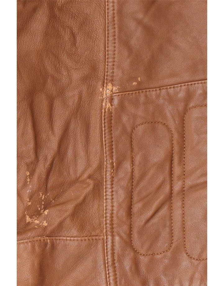 Hugo Boss Mens Leather Biker Jacket UK 36 Small Brown