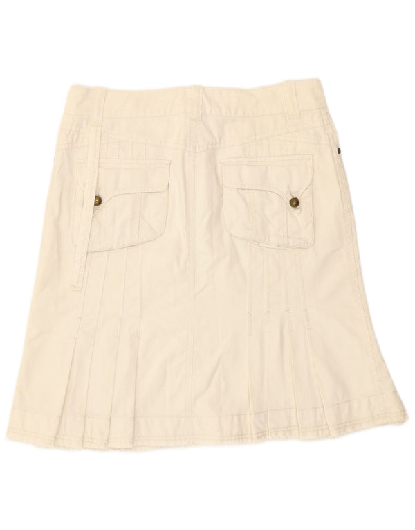 Diesel Womens Pleated Cargo Skirt W27 Small Off White Cotton