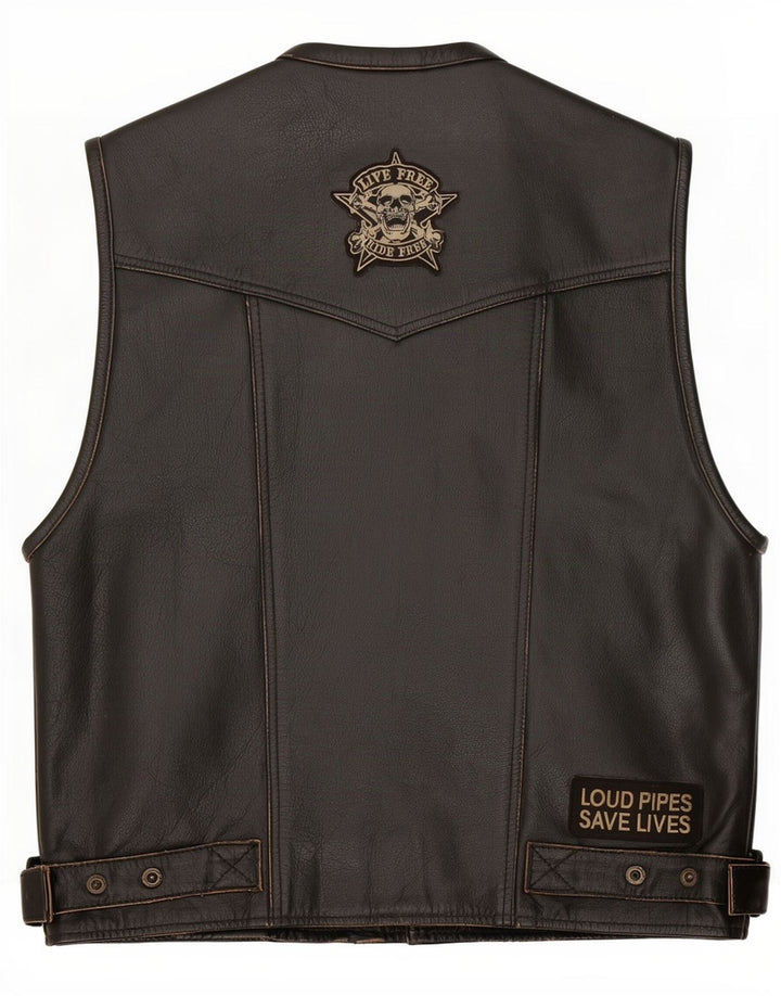 Vintage Mens Leather Gilet UK 40 Large Black