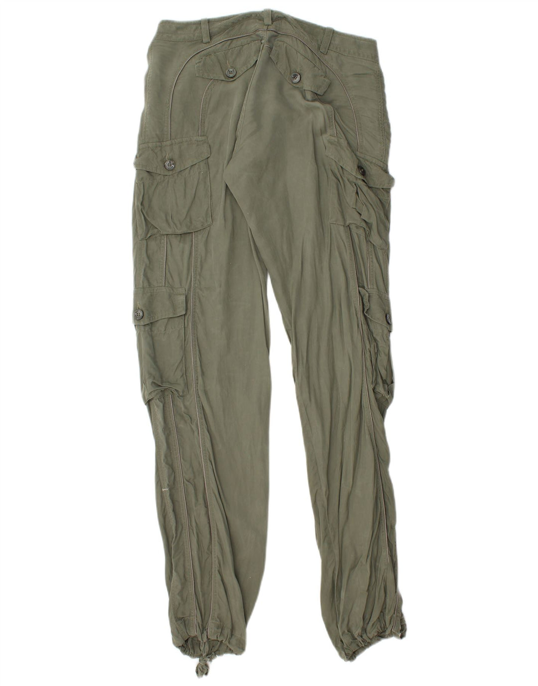 GUESS Womens Straight Cargo Trousers IT 42 Medium W30 L34 Khaki Cupro