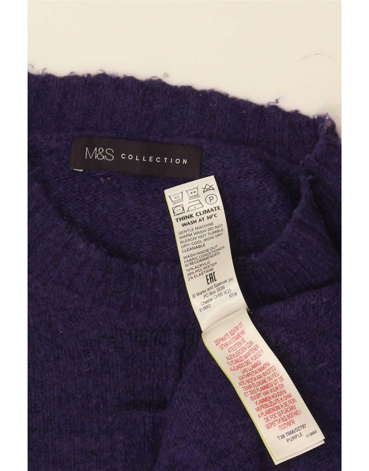 Marks & Spencer Womens Crew Neck Jumper Sweater UK 10 Small Purple