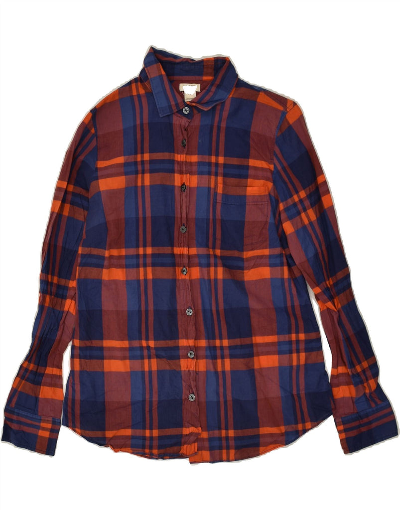 J. CREW Womens Petite Shirt UK 12 Medium Navy Blue Check Cotton | Vintage J. Crew | Thrift | Second-Hand J. Crew | Used Clothing | Messina Hembry 