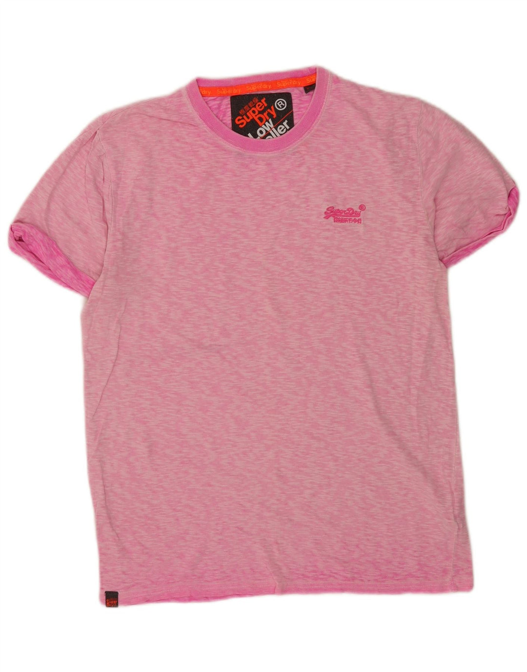 Superdry Mens T-Shirt Top Medium Pink Flecked Cotton