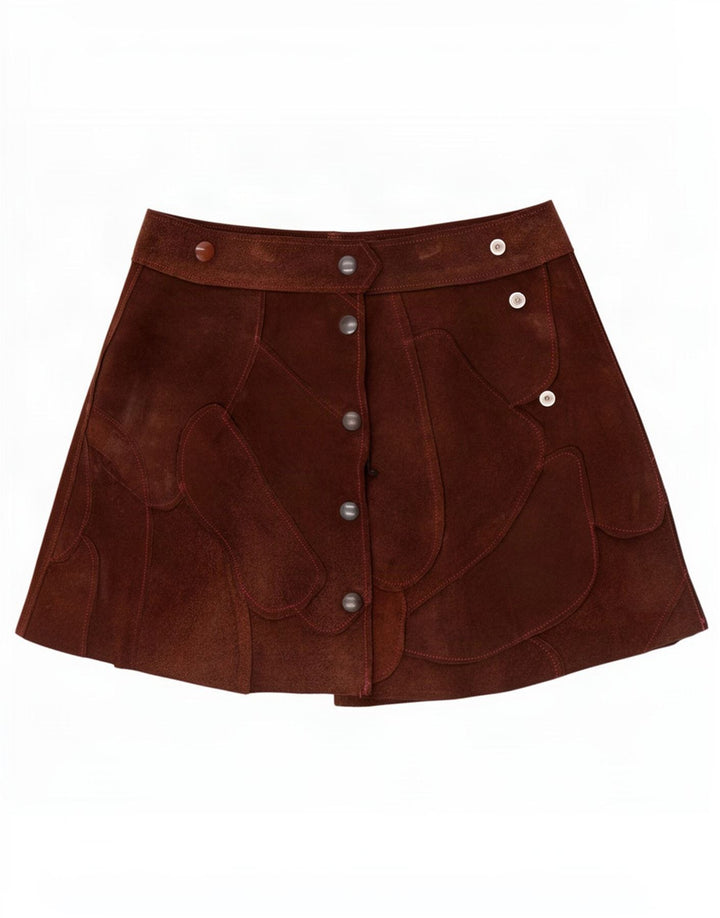 Vintage Womens Suede Mini Skirt Small W26 Brown