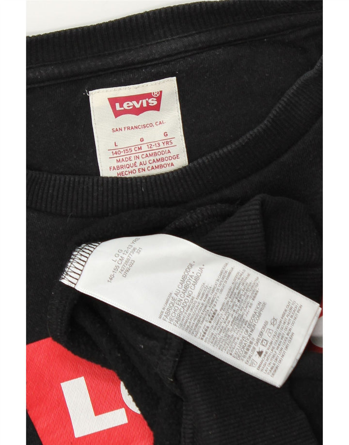 Levi's Girls Oversized Graphic Sweatshirt Jumper 12-13 Years Large Black