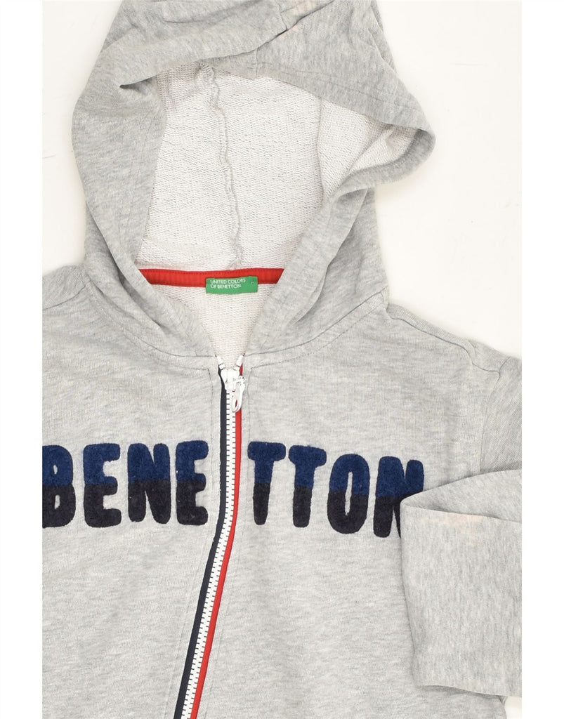 BENETTON Girls Graphic Zip Hoodie Sweater 10-11 Years XL Grey Cotton | Vintage Benetton | Thrift | Second-Hand Benetton | Used Clothing | Messina Hembry 