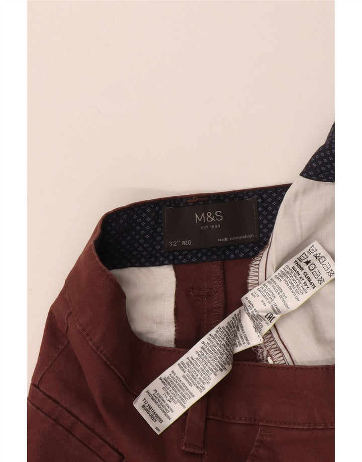 Marks & Spencer Mens Chino Shorts W32 Medium Burgundy Cotton