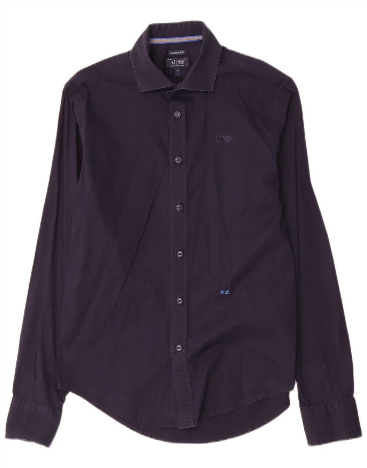 Armani Jeans Mens Custom Fit Shirt Small Navy Blue Cotton