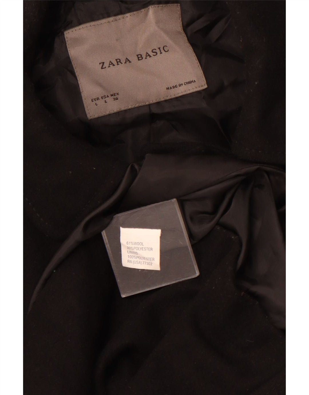 ZARA Womens Overcoat UK 14 Large Black Wool