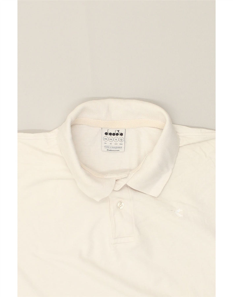 DIADORA Mens Polo Shirt 2XL White Cotton | Vintage Diadora | Thrift | Second-Hand Diadora | Used Clothing | Messina Hembry 