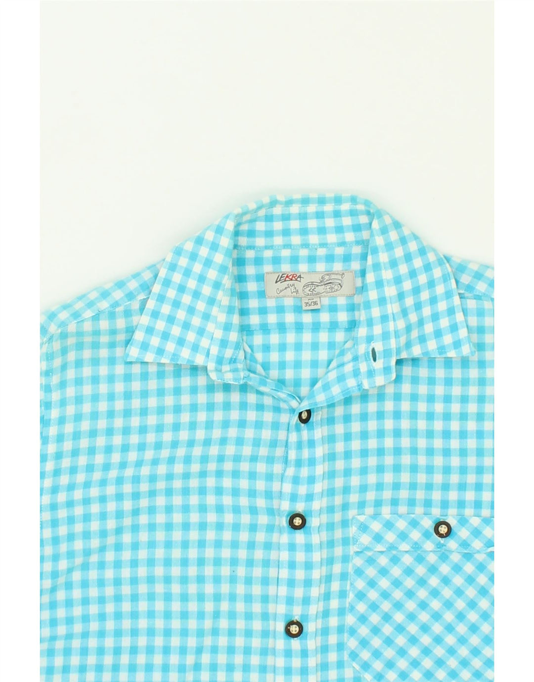 LEKRA Mens Loose Fit Shirt XS Blue Gingham Cotton Vintage Lekra and Second-Hand Lekra from Messina Hembry 