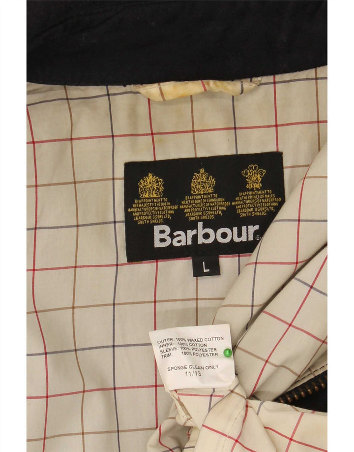Barbour Mens Waxed Cotton Jacket UK 40 Large Black Cotton