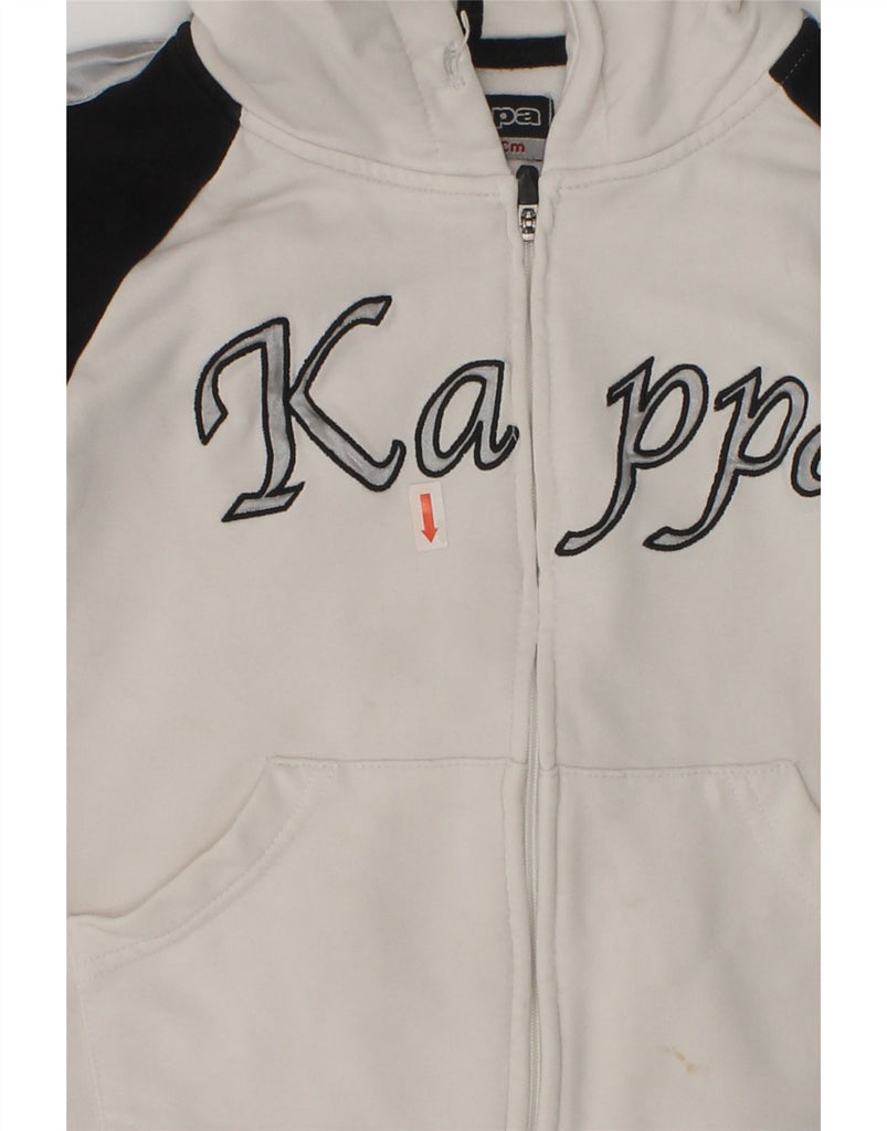 KAPPA Boys Graphic Zip Hoodie Sweater 5-6 Years Small White Colourblock | Vintage Kappa | Thrift | Second-Hand Kappa | Used Clothing | Messina Hembry 