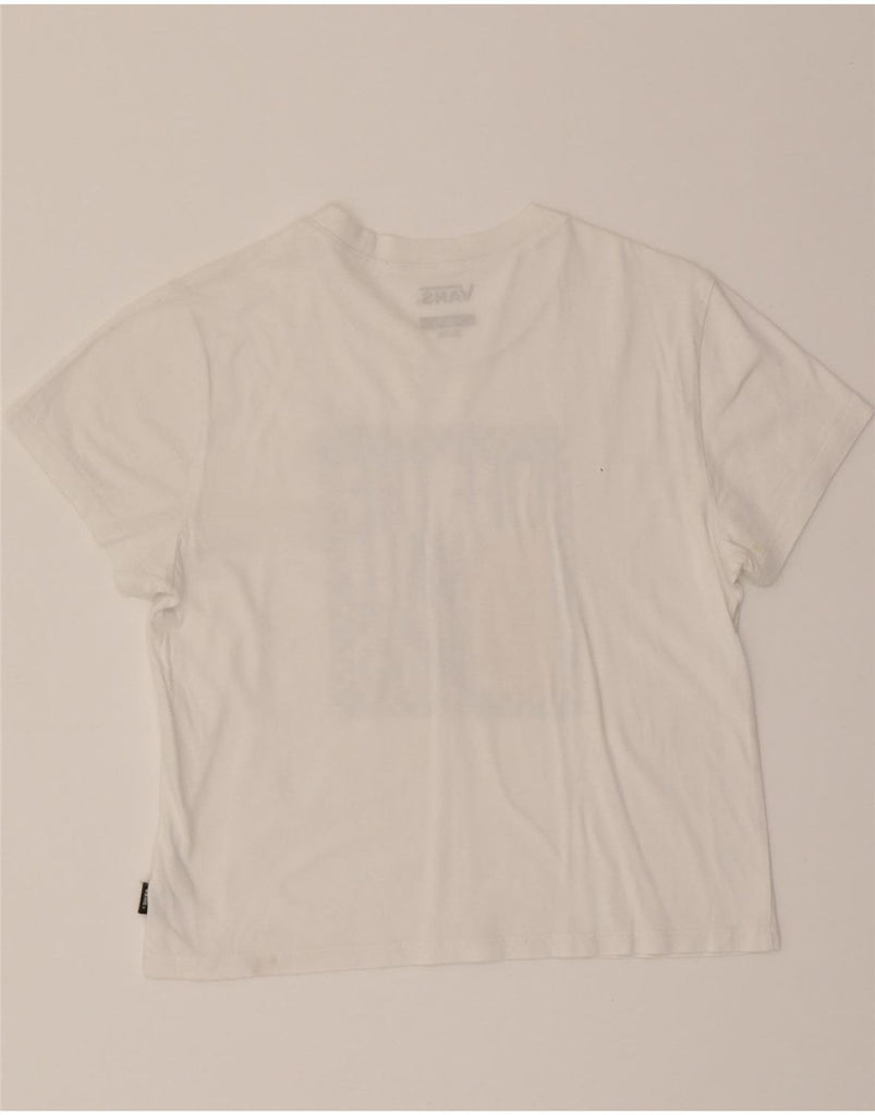 VANS Girls Crop Graphic T-Shirt Top 13-14 Years Large White Cotton Vintage Vans and Second-Hand Vans from Messina Hembry 