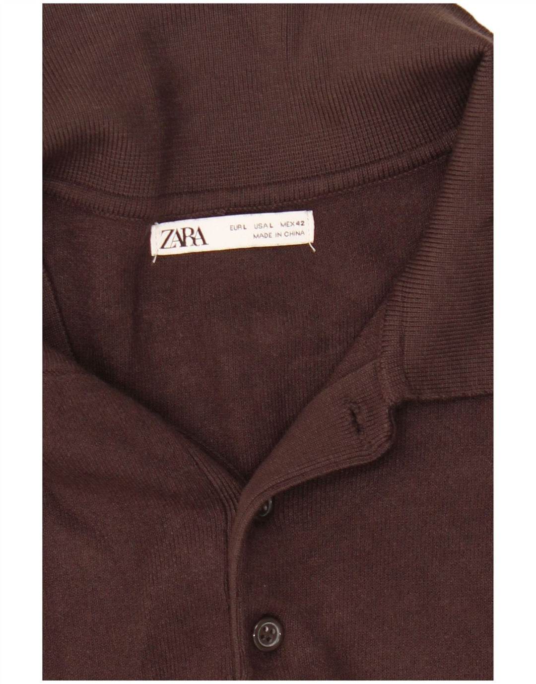 Zara Mens Polo Neck Jumper Sweater Large Brown