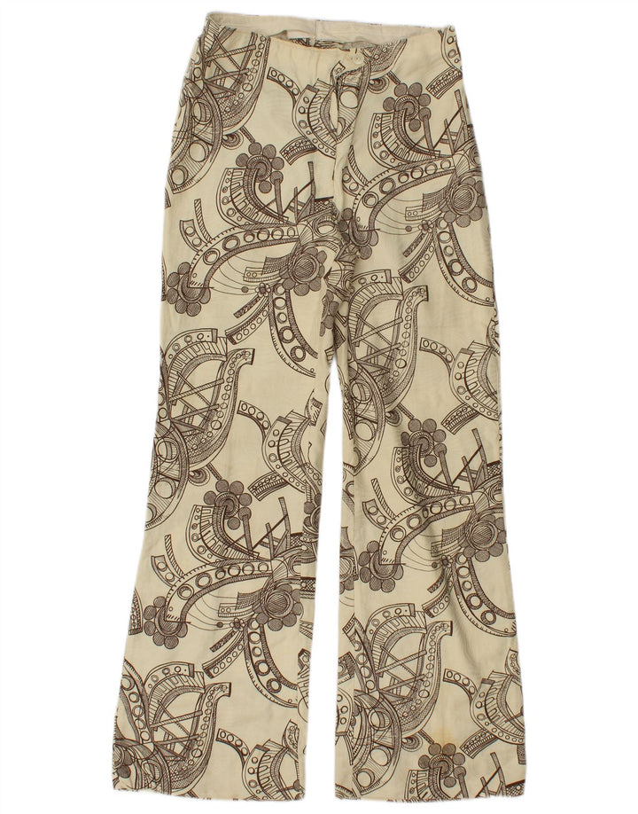 Vintage Womens Abstract Pattern Bootcut Casual Trousers  W26 L28 Beige
