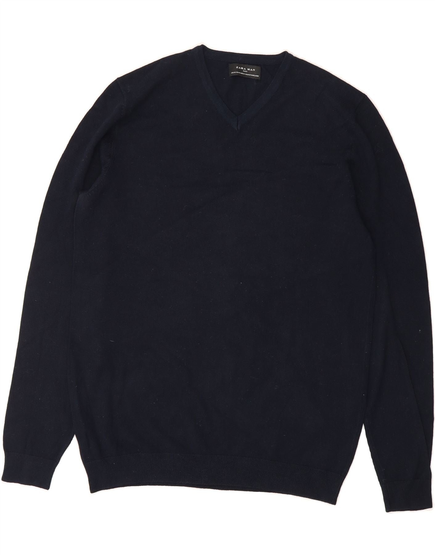 ZARA Herren V-Ausschnitt Pullover Pullover Medium Navy Blau Viskose