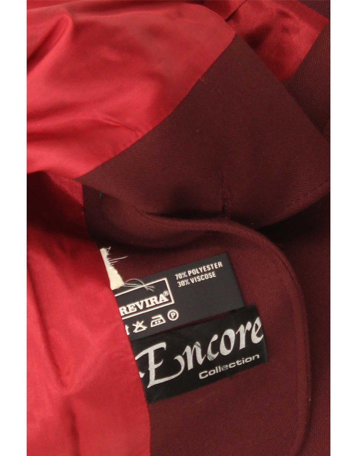 El Encore Womens 3 Button Blazer Jacket UK 14 Medium Burgundy Polyester