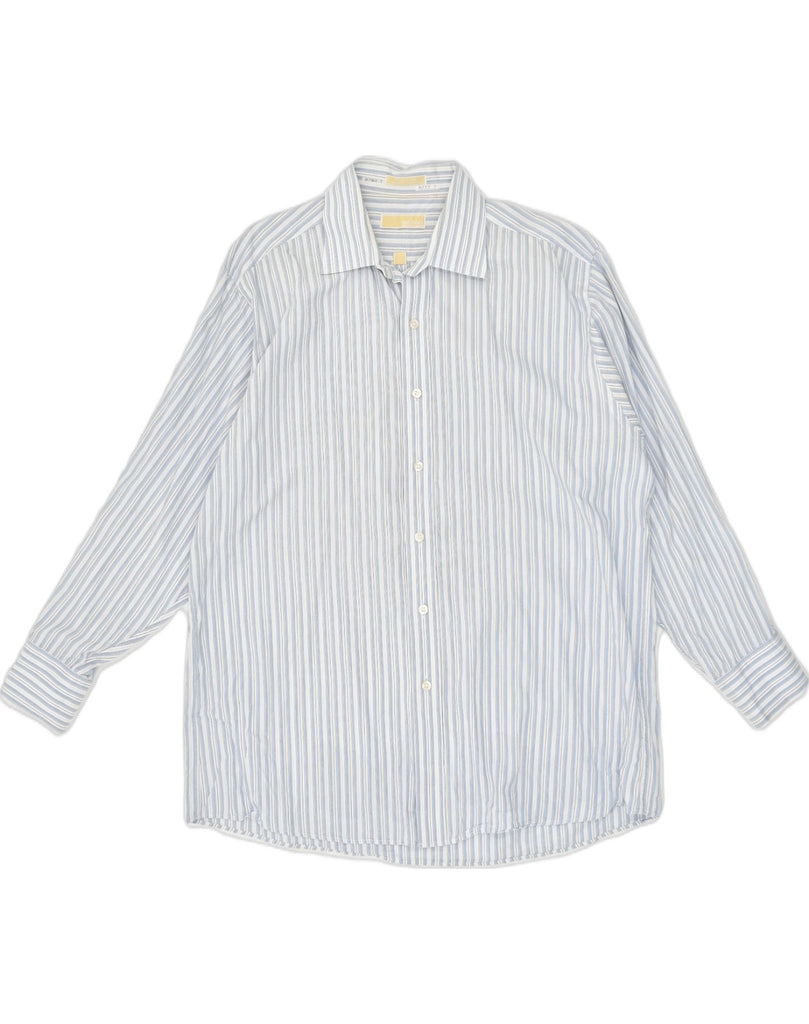 MICHAEL KORS Mens Shirt Size 17 XL Blue Striped Cotton | Vintage Michael Kors | Thrift | Second-Hand Michael Kors | Used Clothing | Messina Hembry 