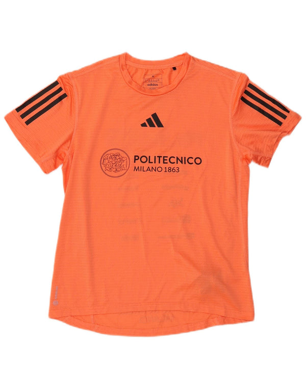 ADIDAS Womens Aeroready Graphic T-Shirt Top UK 12/14 Medium Orange