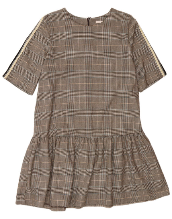 Zara Womens A-Line Dress UK 16 Large Brown Check Polyester