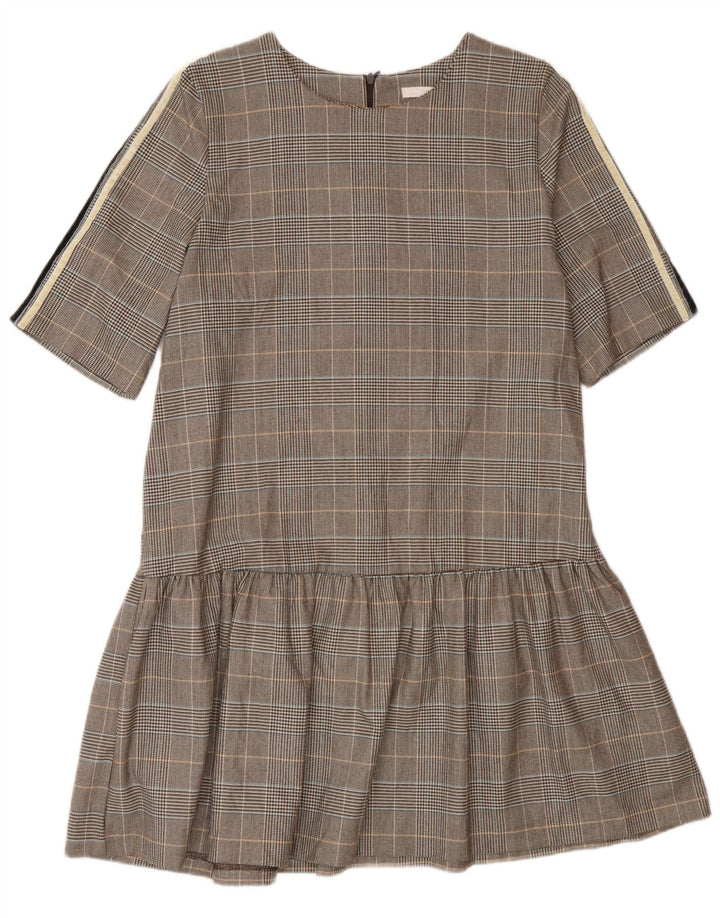 Zara Womens A-Line Dress UK 16 Large Brown Check Polyester