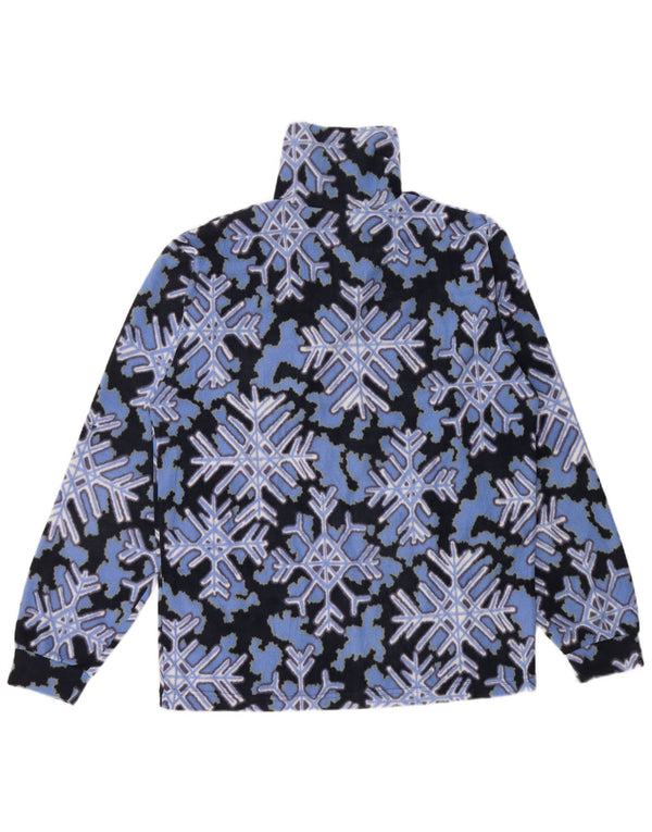 Conte of Florence Womens Snowtime Fleece Jumper UK 16 Large Blue Geometric