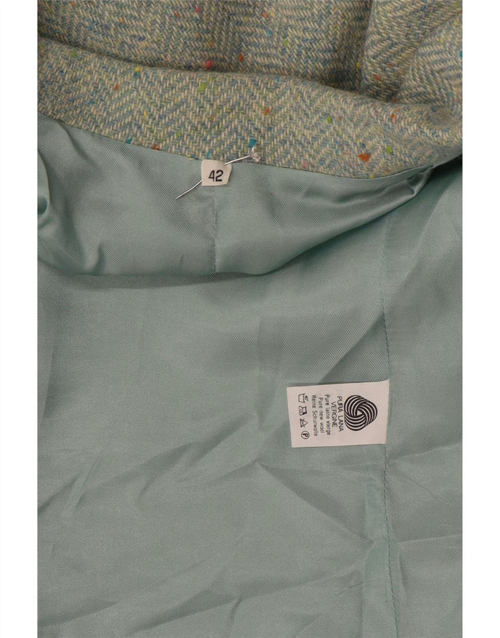 Vintage Womens 2 Button Blazer Jacket IT 42 Medium Green Herringbone Wool