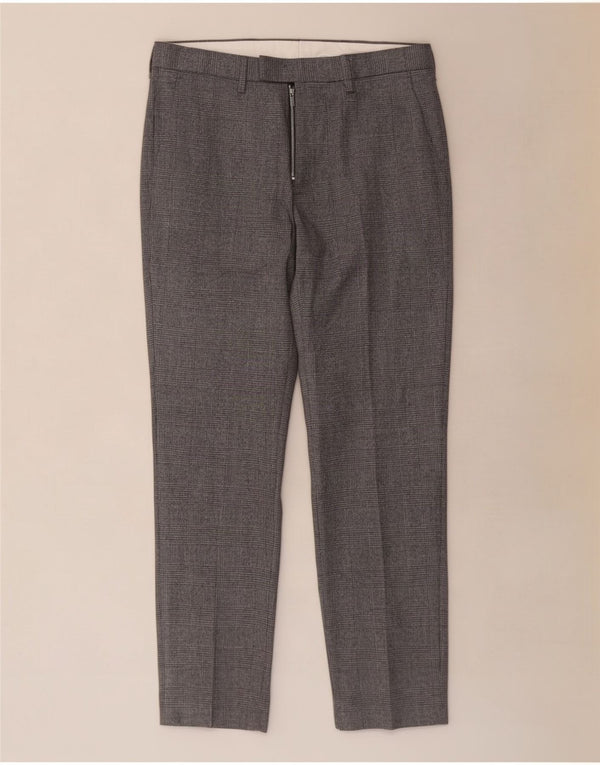 Marks & Spencer Mens Regular Suit Trousers W32 L29 Grey Houndstooth