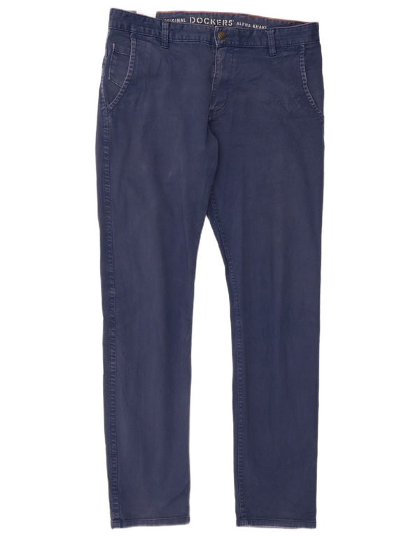 Dockers Mens Straight Chino Trousers W33 L32 Blue Cotton
