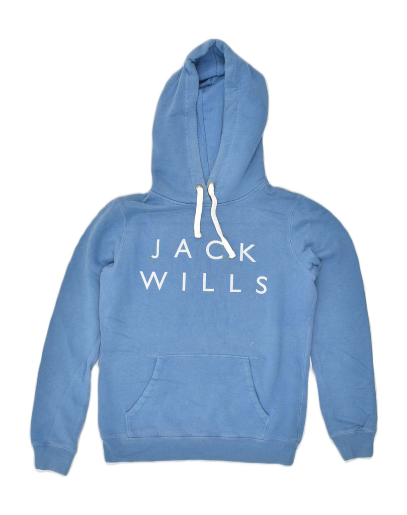 JACK WILLS Womens Graphic Hoodie Jumper UK 10 Small  Blue | Vintage Jack Wills | Thrift | Second-Hand Jack Wills | Used Clothing | Messina Hembry 