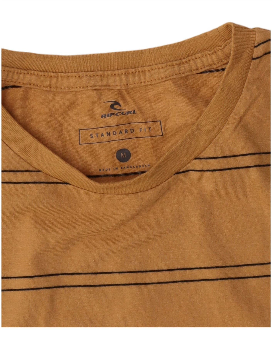 Rip Curl Mens Standard Fit T-Shirt Top Medium Yellow Striped Cotton