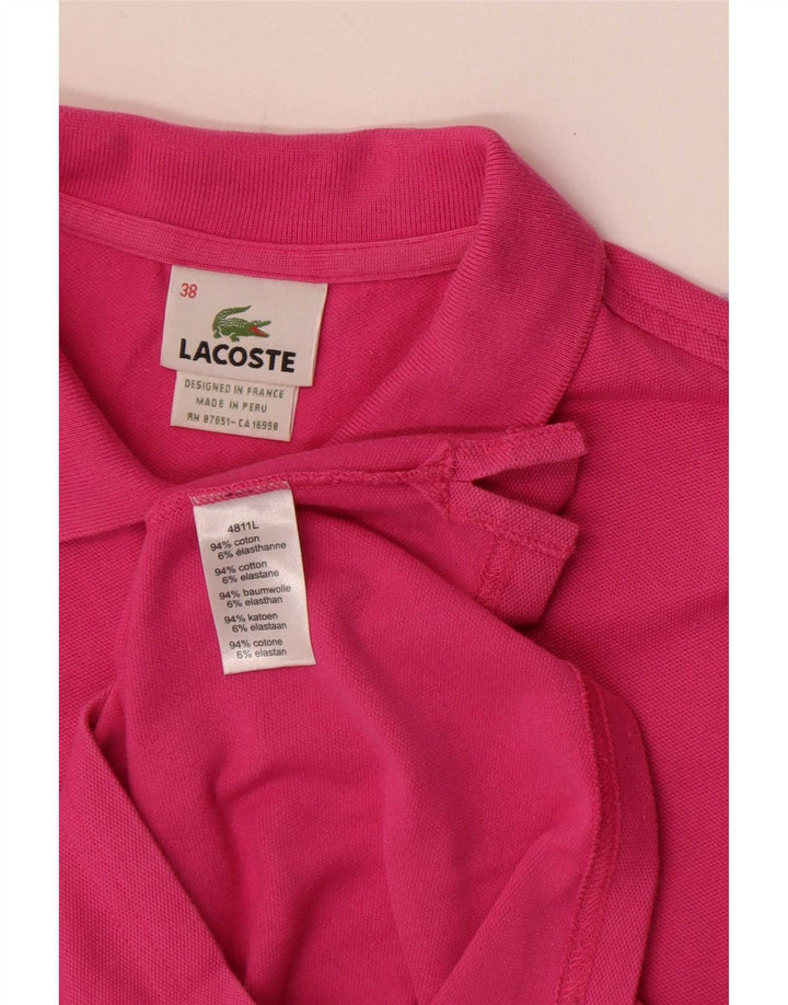 Lacoste Womens Polo Shirt EU 38 Medium Pink Cotton
