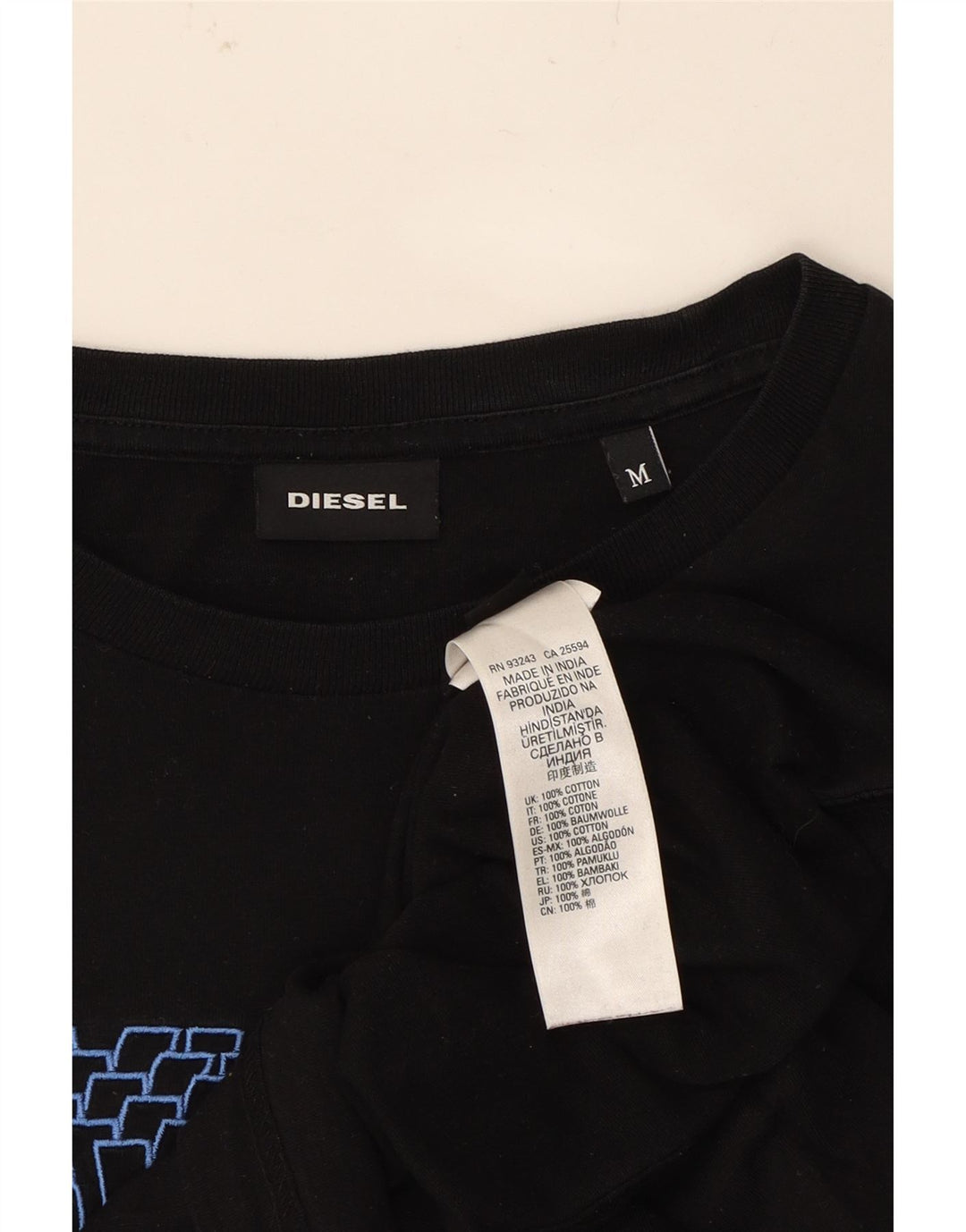 DIESEL Womens Graphic T-Shirt Top UK 14 Medium Black Cotton Vintage Diesel and Second-Hand Diesel from Messina Hembry 